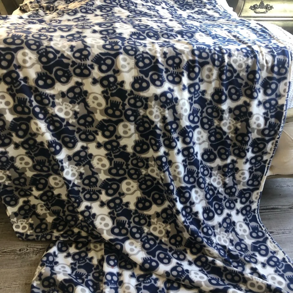 Joanne Fabrics Cozy Skull Fleece Fleece Fabric - Navy, Gray & White 6 Yards